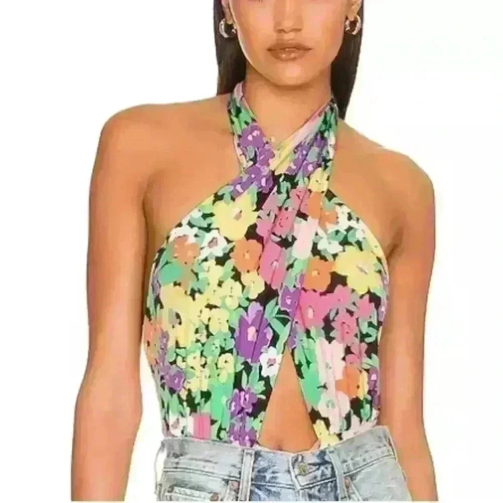 AFRM Rosa Bodysuit in Neon Garden size XS - Picture 3 of 11
